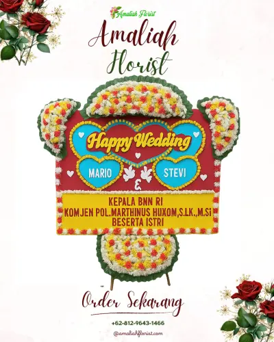 Karangan Papan Bunga Pernikahan di Setiaratu